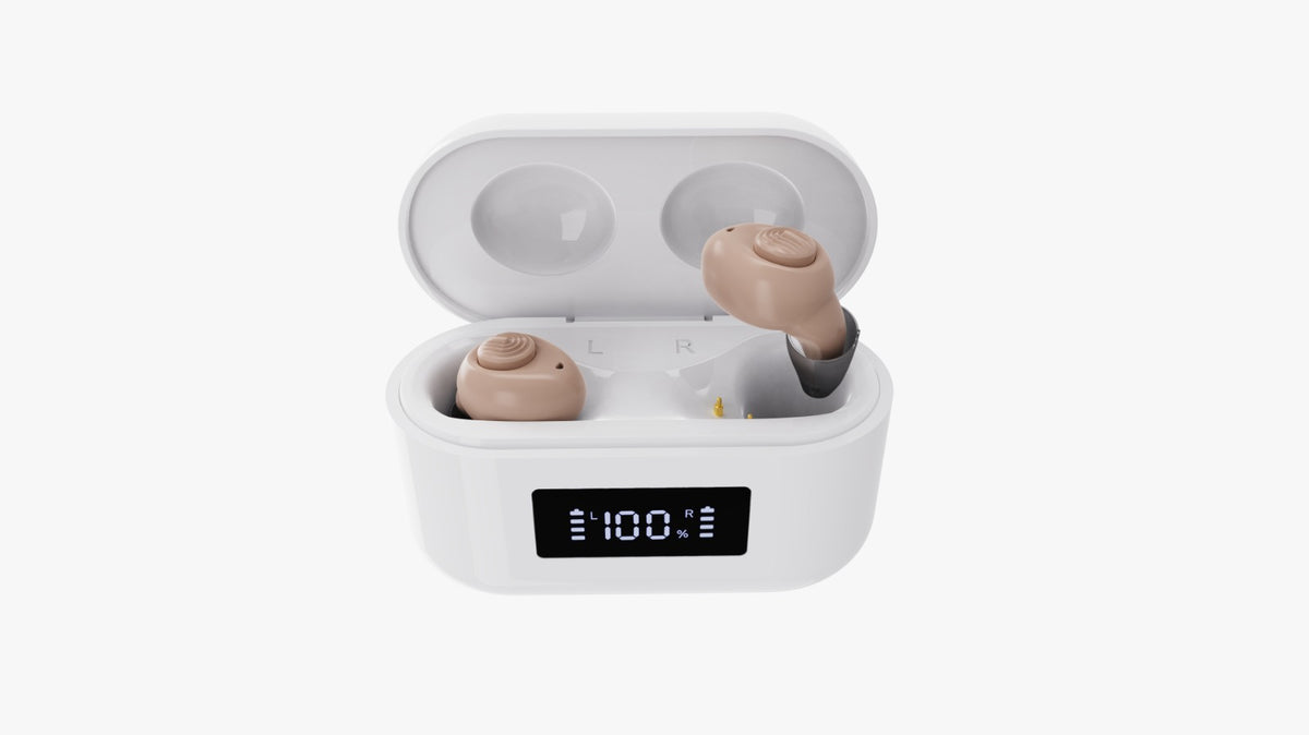 OTC hearing aids + rechargeable charging case