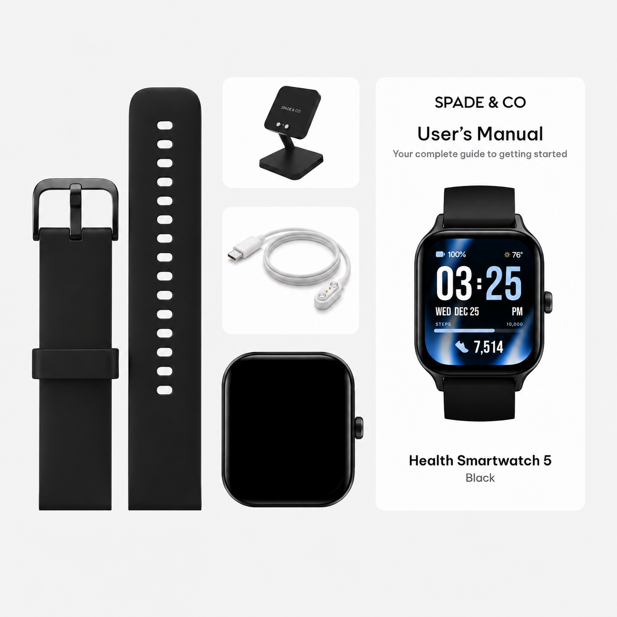 Everything in the Health Smartwatch 5 Black box