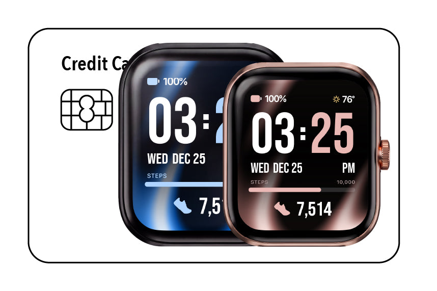 47mm and 43mm compared next to a credit card
