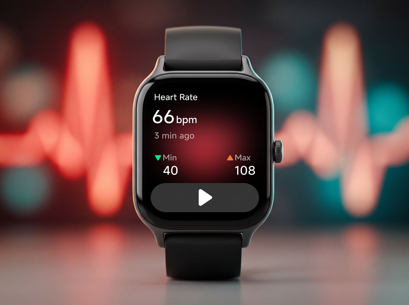 Heart rate reading on the watch face