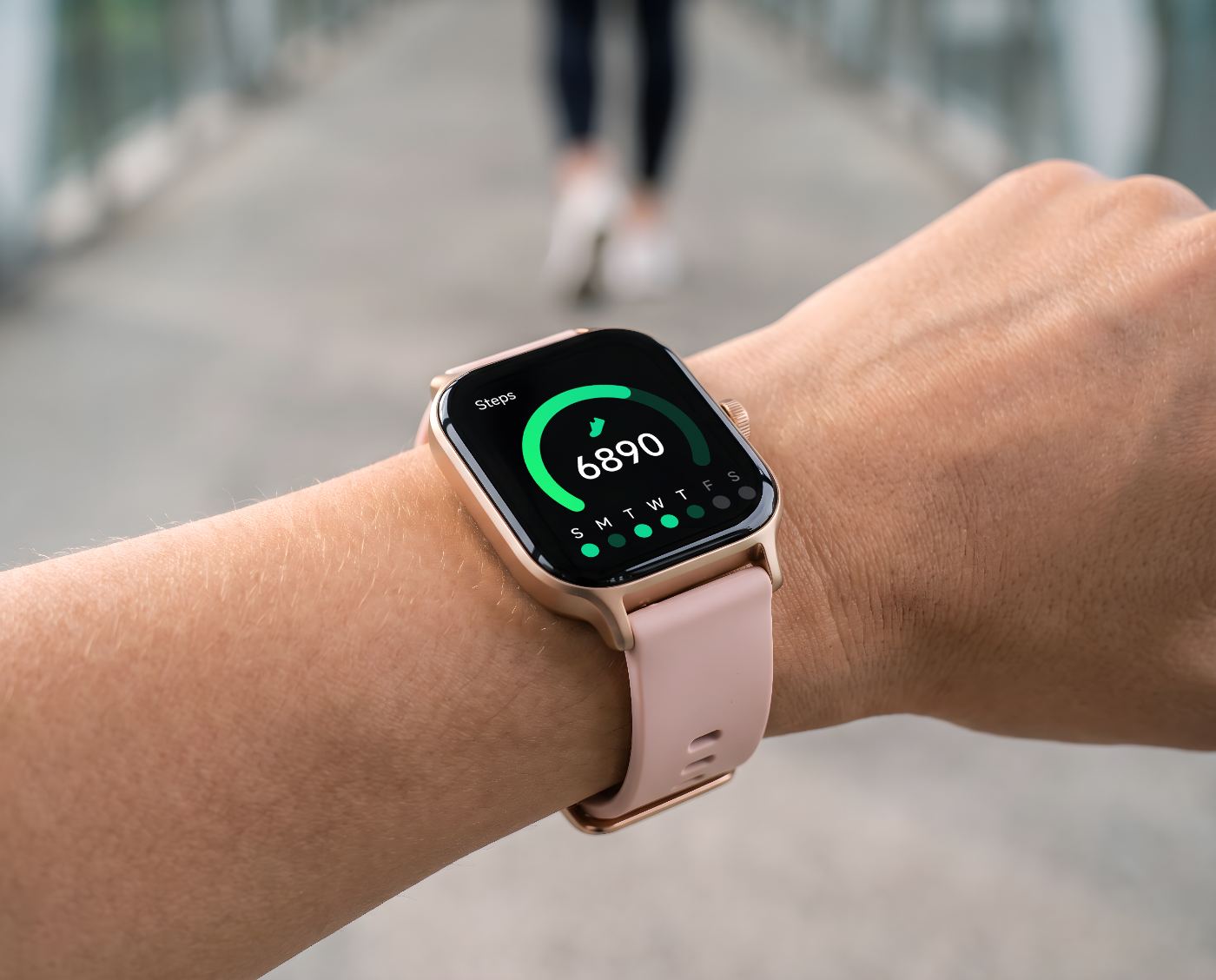 Watch on wrist outdoors